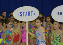 Bədii gimnastika üzrə XXII Bakı çempionatı və birinciliyi start götürüb. Bakı, Azərbaycan, 13 noyabr 2015